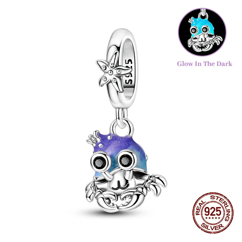 Summer New 925 Sterling Silver Zircon Crab Octopus Jellyfish Turtle Shell Charms Beads Fit Original Bracelets DIY Jewelry Gifts