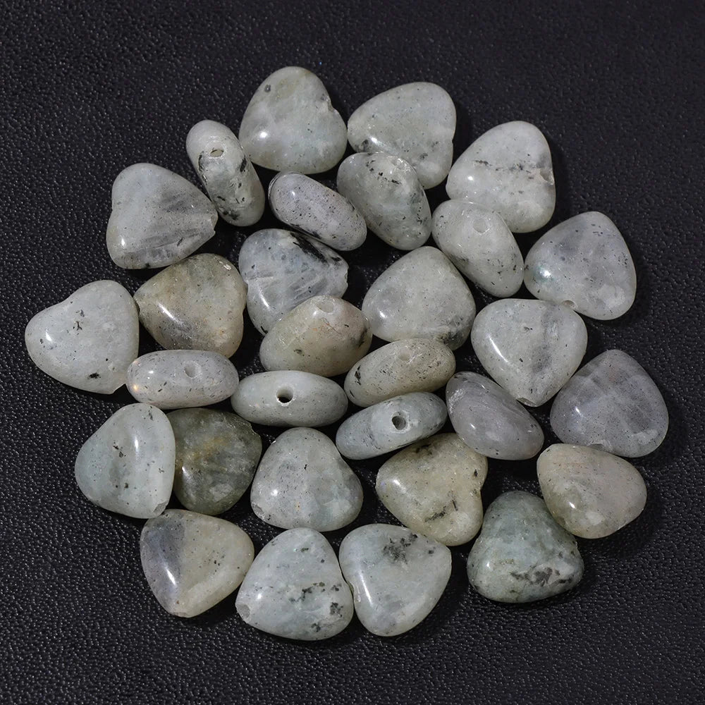 Natural Gems Heart Shape Stone Bead Central Drilled Fluorite Quartzs Loose Spacer Beads For Jewelry Making DIY Bracelet Earrings