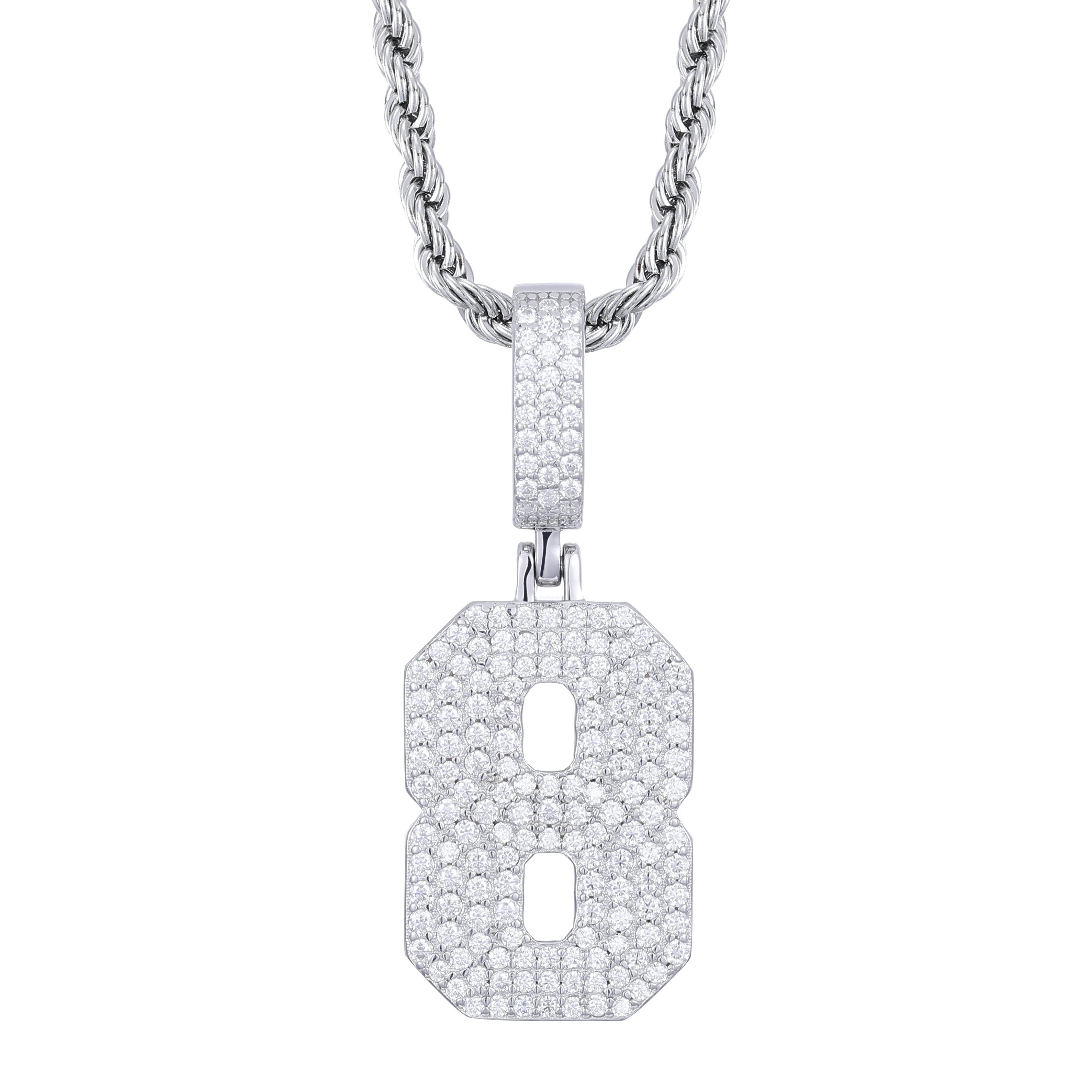 0-9 Lucky Numbers Moissanite Pendants Necklaces For Women 925 Silver Pendants Men Hip Hop Jewelry Fashion Birthday Gifts