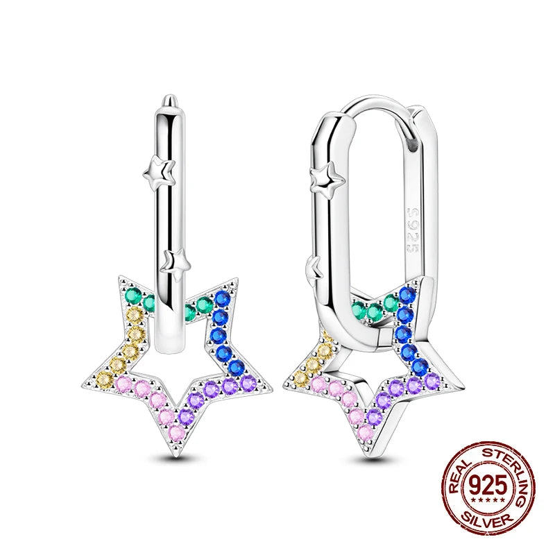 Romantic Women's 925 Sterling Silver Glass Butterfly Removable Earrings Luminous Star Date Party Wedding Exquisite Jewelry Gifts