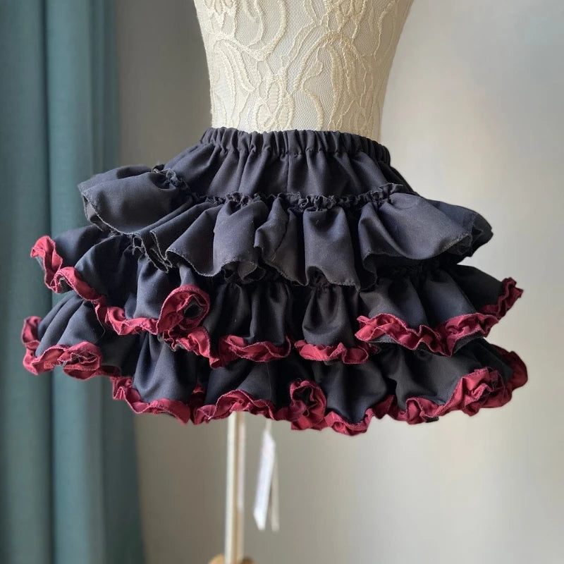 Sweet Kawaii Lolita Cake Skirts Japanese Women Gothic Y2k Ruffles Fluffy Shorts Petticoat Girls Casual Fashion Culotte Skirt