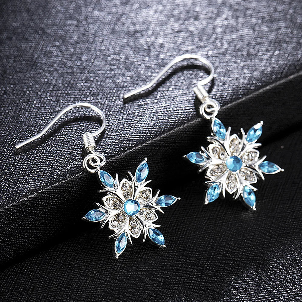 Sparking Snowflake Earrings For Women Shiny Zircon Imitation Pearl Firework Exquisite Earring Christmas New Year Party Jewelry