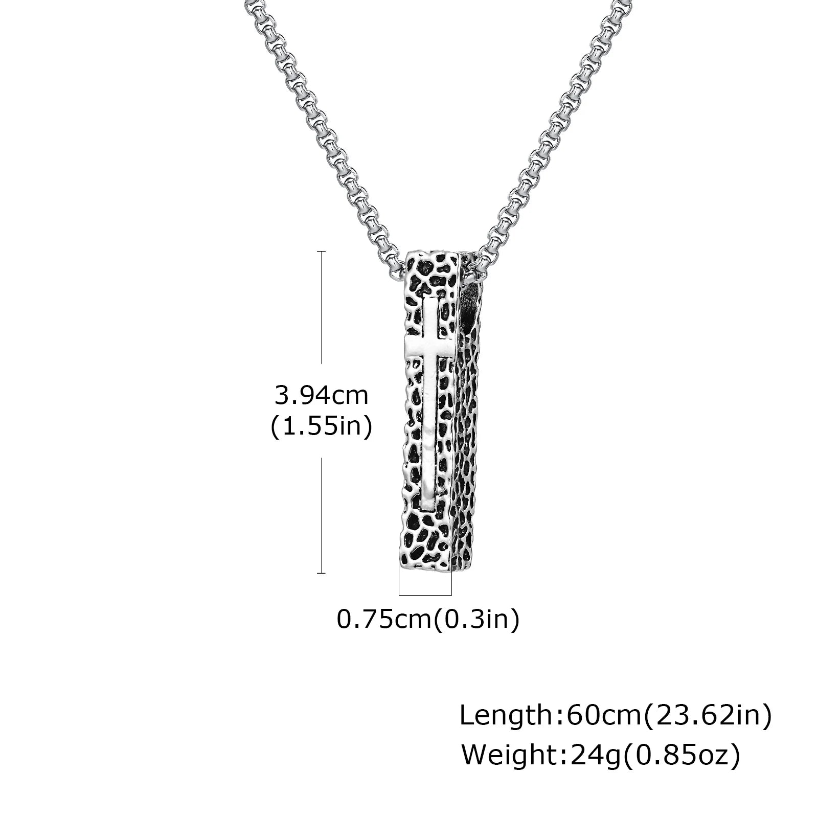 Collier pendentif croix en forme de pilier Vnox, collier unisexe à barre rectangulaire, bijou religieux tendance pour homme et femme