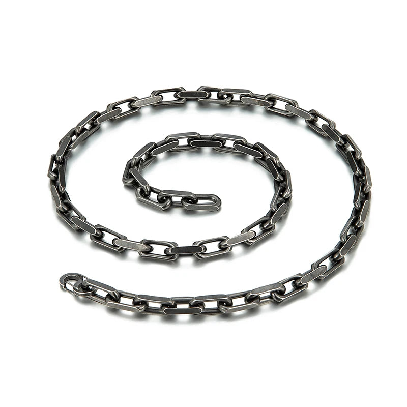 MKENDN Men Vintage Oxidized Black Chain Link Necklace Punk Hip Hop Stainless Steel Motorcycle Chain Necklace Male Jewelry Gift