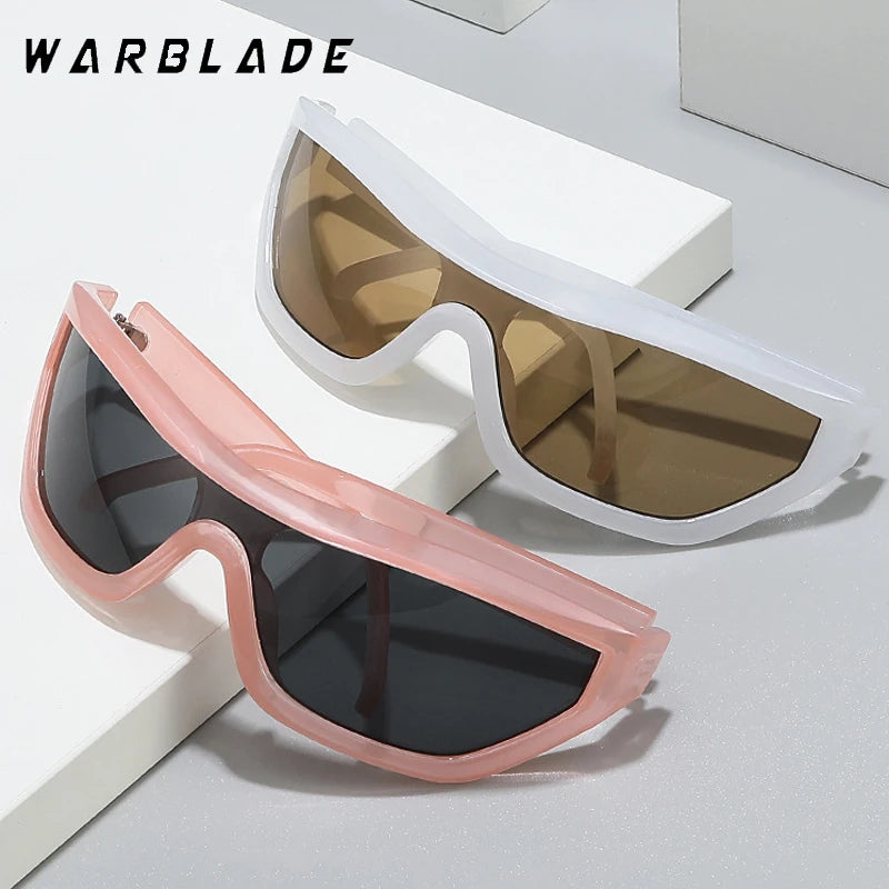 Y2K Punk Luxury Brand Designer One Piece Unique Sunglasses Women For Men Vintage Sequin Sun Glasses Hip Hop Popular Jelly Shades