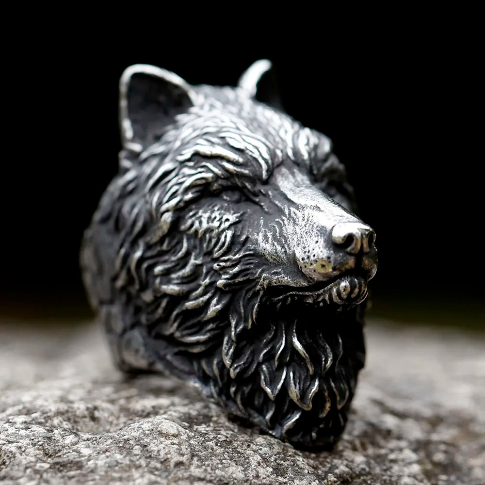 2023 NEW Men's 316L stainless steel rings Nose Viking Style Scandinavian wolf head Animal Ring Jewelry Amulet Gifts