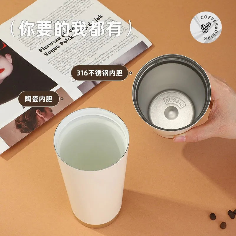 Christmas thermos cup 316 stainless steel lily of the valley coffee cup cartoon Christmas holiday gift