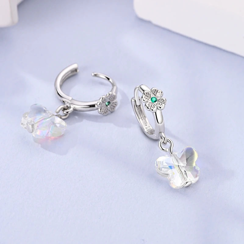 Earrings 925 Silver Shining Heart Shaped Zircon Butterfly Hoop Earrings For Women Engagement Birthday Proluxe Fine Jewelry Gift
