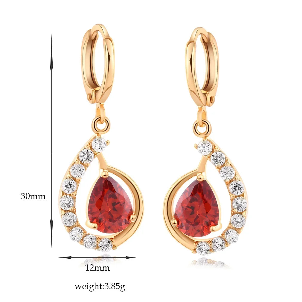 Water Drop Earrings for Women Natural Crystal Wedding Engagement Bridal Jewelry Real 14k Gold Dangle Diamond Earring Bohemia