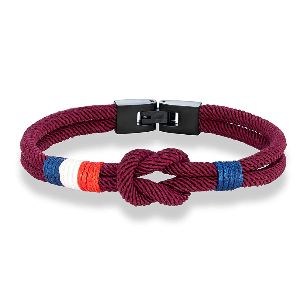 MKENDN Doublelayer France Proud Infinity Rope Bracelet Men Women Handmade Woven Design Luck and Protection Surfer Patriotic Gift