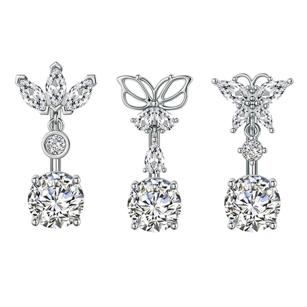 3 teile/los Perle Schmetterling-Bogen Bauchnabel Ringe für Frauen Mädchen 14G Gebogene Blume Herz-Förmigen Bauch Nabel piercing Schmuck Sets