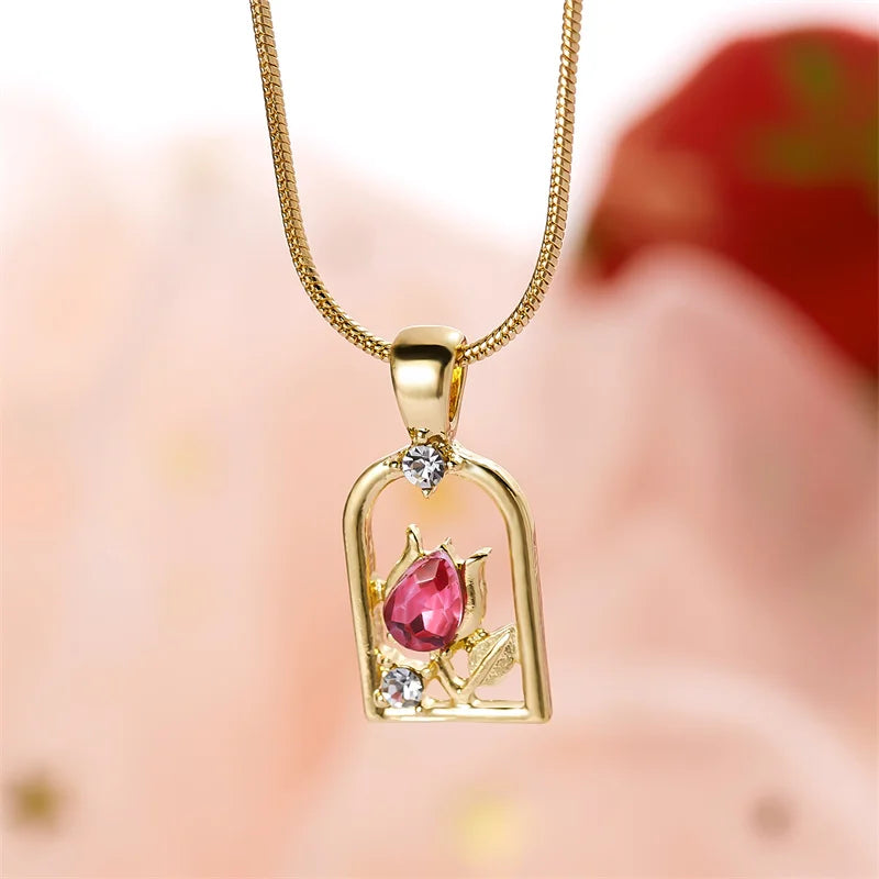 Fashion Cherry Blossoms Flower Necklace For Women Romantic Crystal Zircon Butterfly Flowers Pearl Shell Necklace Wedding Jewelry