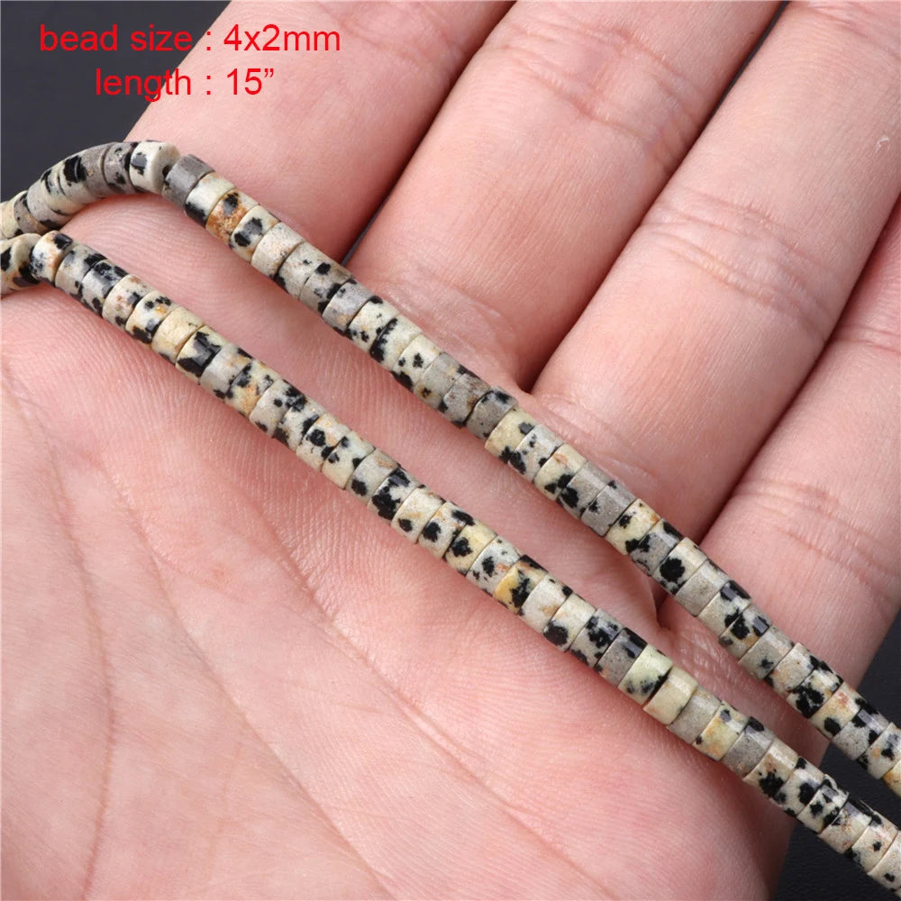 Natural Dalmation Jaspers Stone Bead Round Tube Square Shape Loose Beaded Fit Jewelry Making Accessories Diy Bracelets Necklace