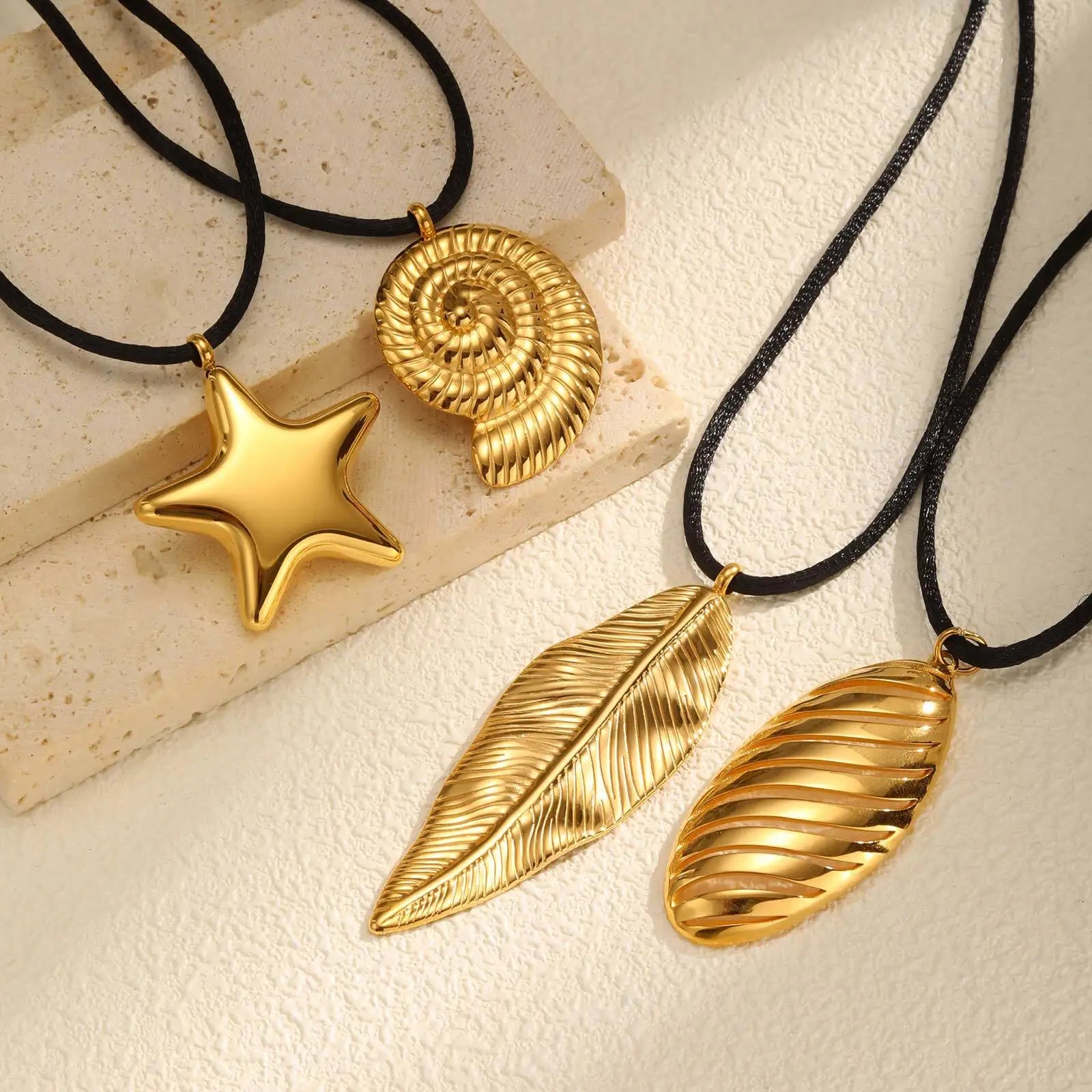 Vnox Chunky Stainless Steel Star Pendant Necklace For Women Simple Design Black Weave Rope Single Bright Jewelry Daily Wear