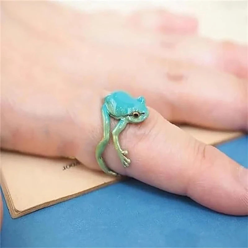 Creative Cute Animal Frog Toad Opening Ring For Women Men Aesthetic Design Retro Resizable Finger Ring Party Festival Jewelry