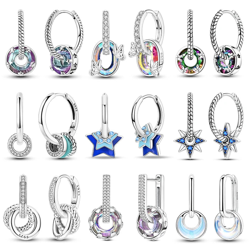 Romantic Women's 925 Sterling Silver Glass Butterfly Removable Earrings Luminous Star Date Party Wedding Exquisite Jewelry Gifts