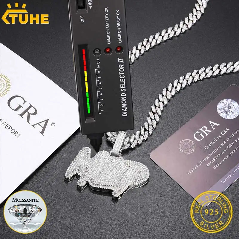 High Quality Custom Styles Letter Pendant Silver 925 Moissanite Iced Out Pendant For Men Hip Hop Jewelry Gifts