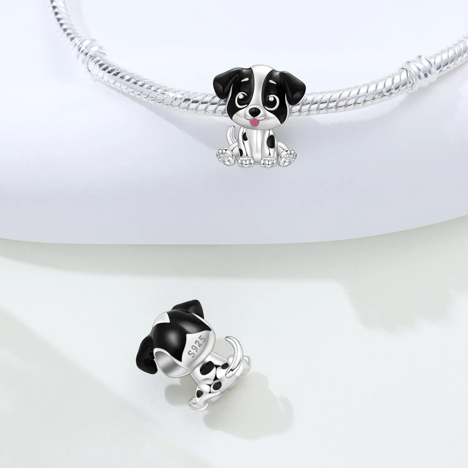 PANPOKI 925 Sterling Silver Cute Dog Animal Pet Beads Original Pendants Bracelet Charm Jewelry Party DIY Trendy Gifts