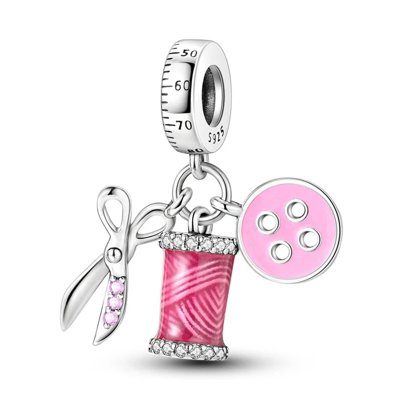 2024 Hot Sales 925 Sterling Silver Pink Charm Beads Pendent For Original Bracelets Charm Dangle Women Gril Jewelry Gifts