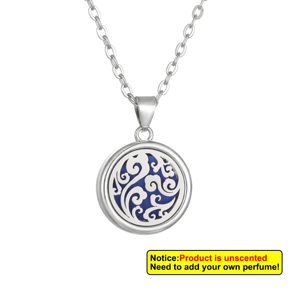 2025 New Tree of Life Aromatherapy Necklace Golden Rose Color Open Locket Scent Aroma Perfume Essential Oil Diffuser Necklace