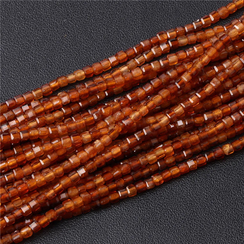 Hot Natural Faceted Stone Bead 2-3mm Small Square Quartz Garnet Glass Cube Loose Beads For Jewelry Making Needlework Accessories