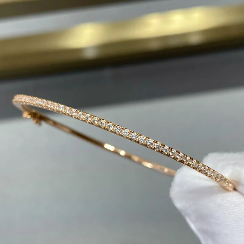 Hot Sale Famous Top Quclity S925 Sterling Silver Luxury Bangle for Women Classic Zirconia Accented Fashion Jewelry 16cm Diameter