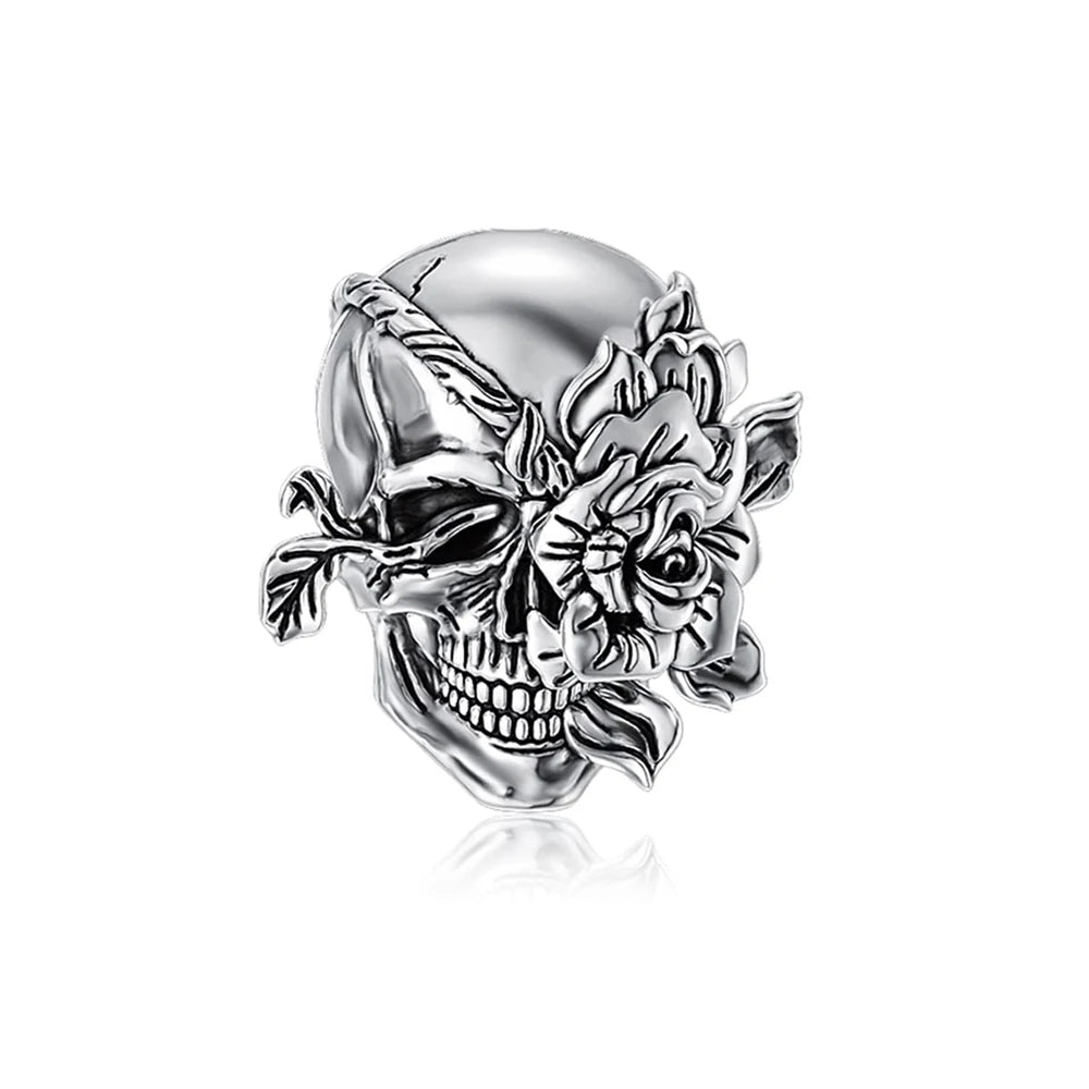 Classic 925 Sterling Silver Crown Skull Beads & Rose Pistol Dangle Charm Fits Bracelet Exquisite Necklace Jewelry Gifts