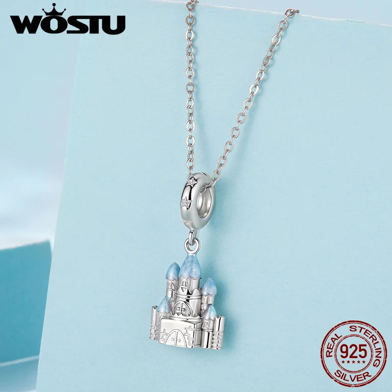 WOSTU 925 Sterling Silver Original Magic Nutcracker Soldier Charm Pendant fairy-tale castle Beads Fit DIY bracelet Necklace Gift