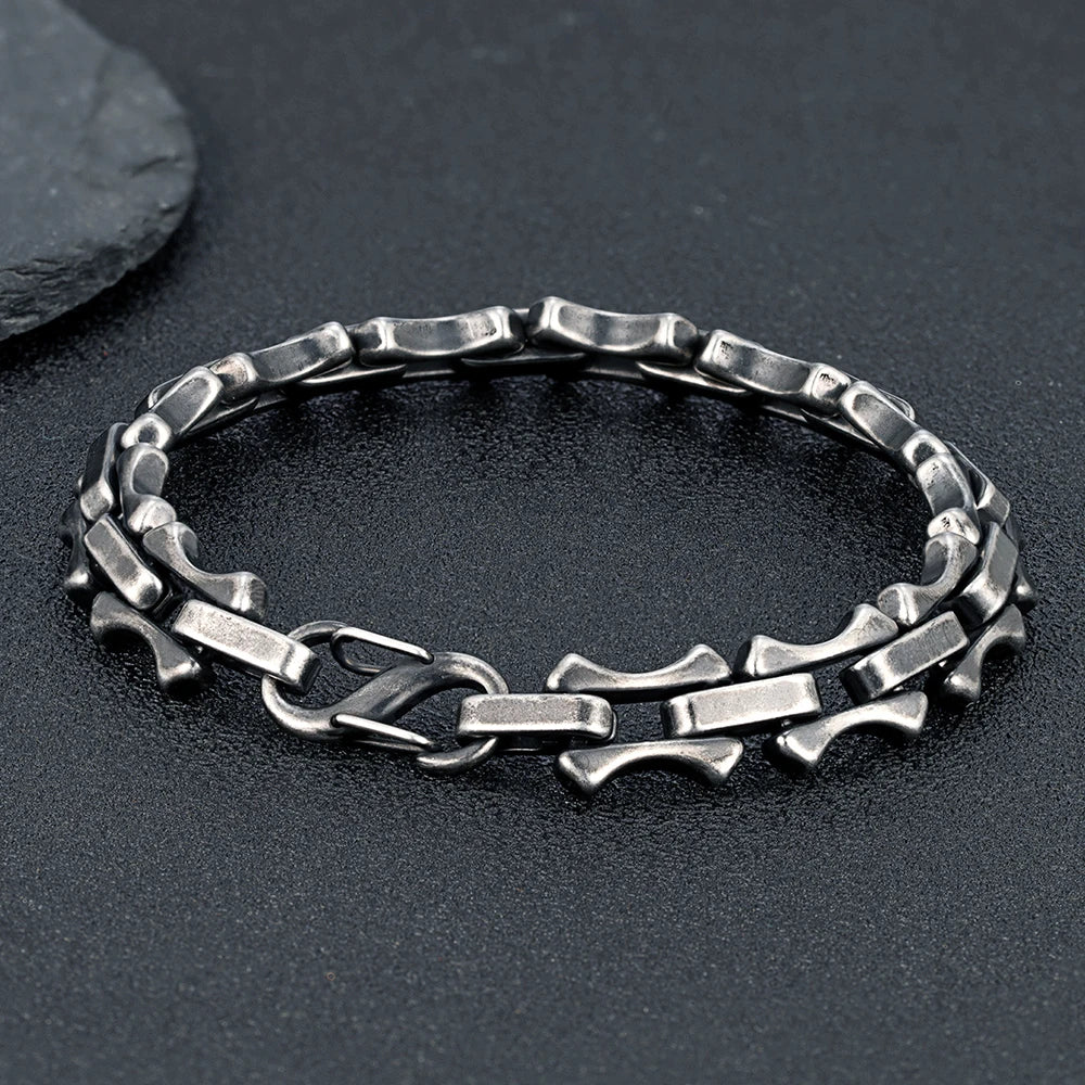 MKENDN 10MM Heavy Stainless Steel Keel Chain Bracelets for Men Boys Oxidized Metal Wristband Punk Rock Chain Bracelet Jewelry