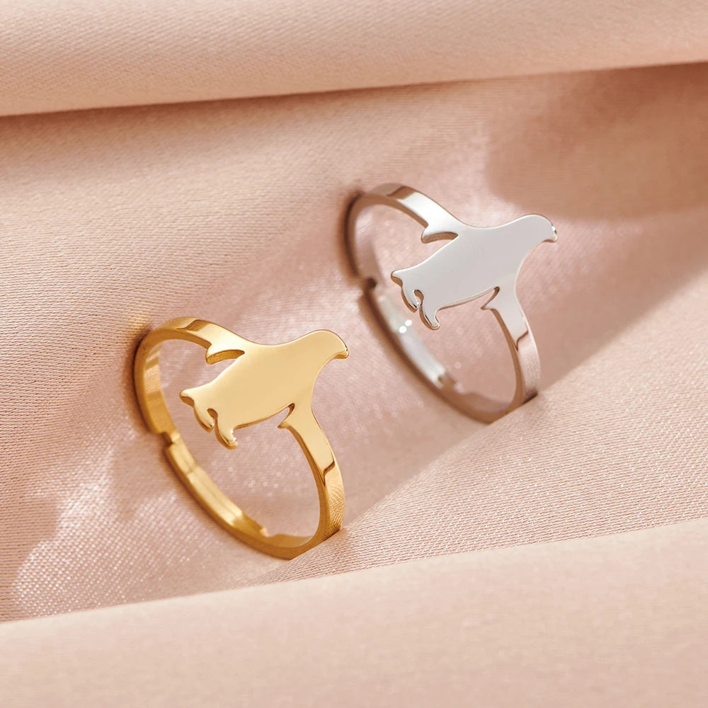 Women Stainless Steel Penguin Knuckle Rings Mini Animal Adjustable Open Rings Trend New Engagement Wedding Jewelry Gifts