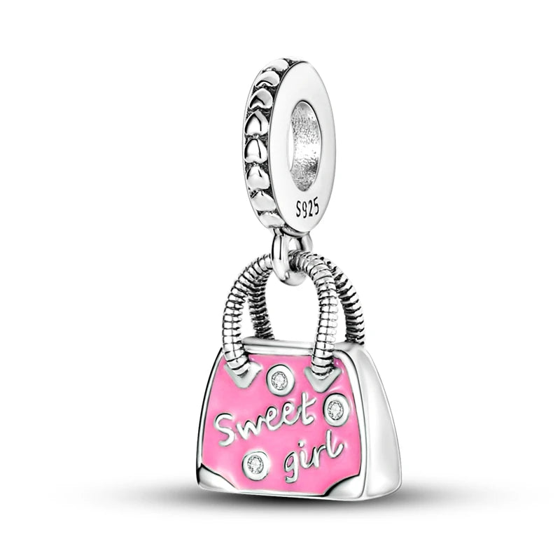 925 Silver Girl Lady Lipstick Makeup Charm Dangle Pendant Beads Fit Original Bangle Cosmetic Charms Bracelet DIY Making Jewelry