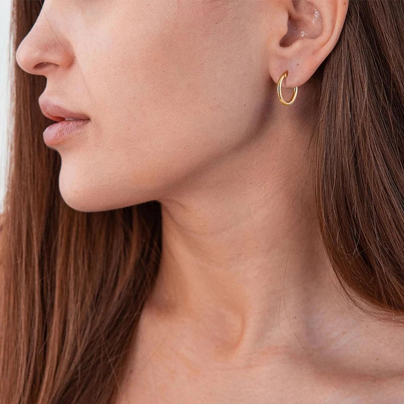 BAMOER 925 Sterling Silber hypoallergene Creolen für Damen, vergoldete, leichte Creolen mit angenehmem Tragekomfort – das perfekte Schmuckgeschenk!