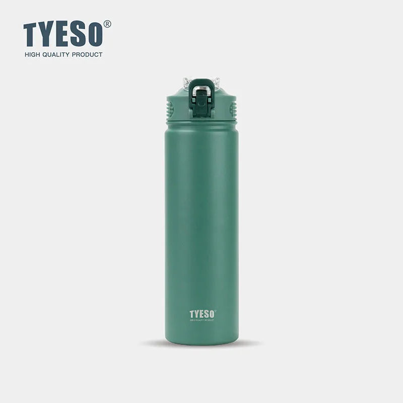 TYESO 600/750ML Stainless Steel Thermal Water Bottle with Straw Hot Cold Double Wall Vacuum Insulated Sports Cup for Coffee/Tea