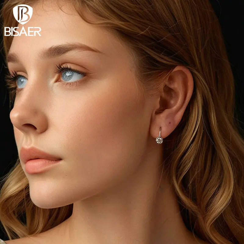 Boucles d'oreilles BISAER en argent sterling 925 avec moissanite scintillante de 0,5 ct pour femme, couleur D VVS1 EX Lab Diamond, bijoux fins de mariage