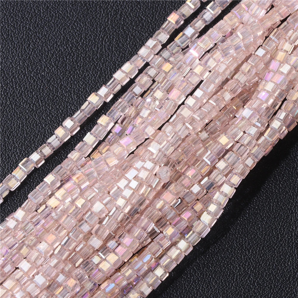 Hot Natural Faceted Stone Bead 2-3mm Small Square Quartz Garnet Glass Cube Loose Beads For Jewelry Making Needlework Accessories