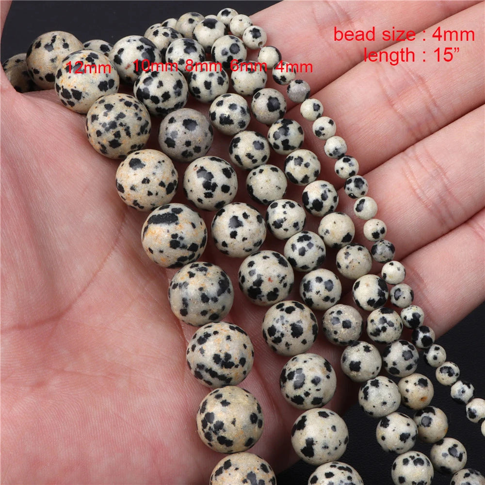 Natural Dalmation Jaspers Stone Bead Round Tube Square Shape Loose Beaded Fit Jewelry Making Accessories Diy Bracelets Necklace