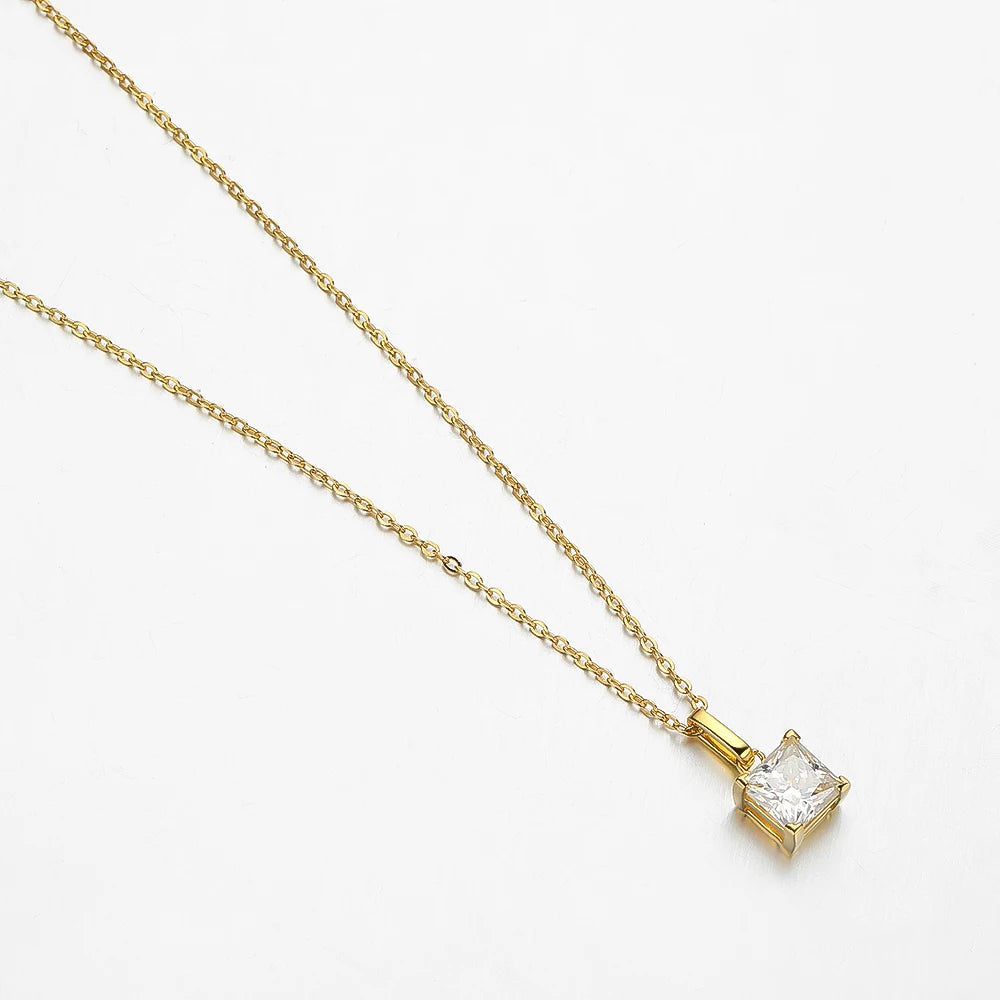 Serenity 1.2ct Princess Cut D Color Moissanite Necklace For Women Gift 100% Solid 925 Sterling Silver Pendant Neck Chain Jewelry