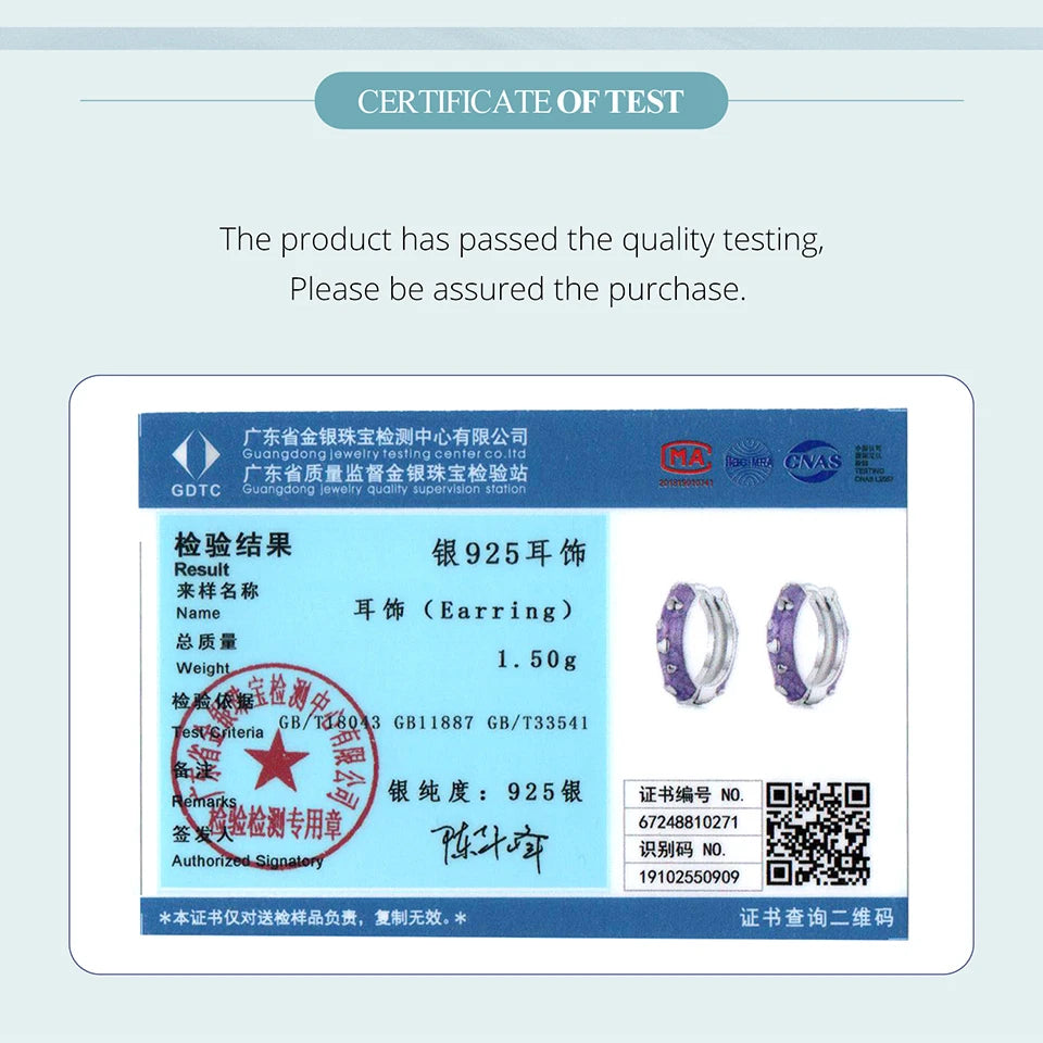 BAMOER 925 Sterling Silver Cute Purple Heart Hoops Earrings, Lightweight White Gold Plated Hoop Earrings for Women SCE1822