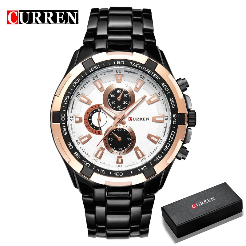 CURREN 2018 New Luxury Fashion Analog Military Sports Men Watches Full Steel Band Black Quartz Male Clock Relogio Masculino