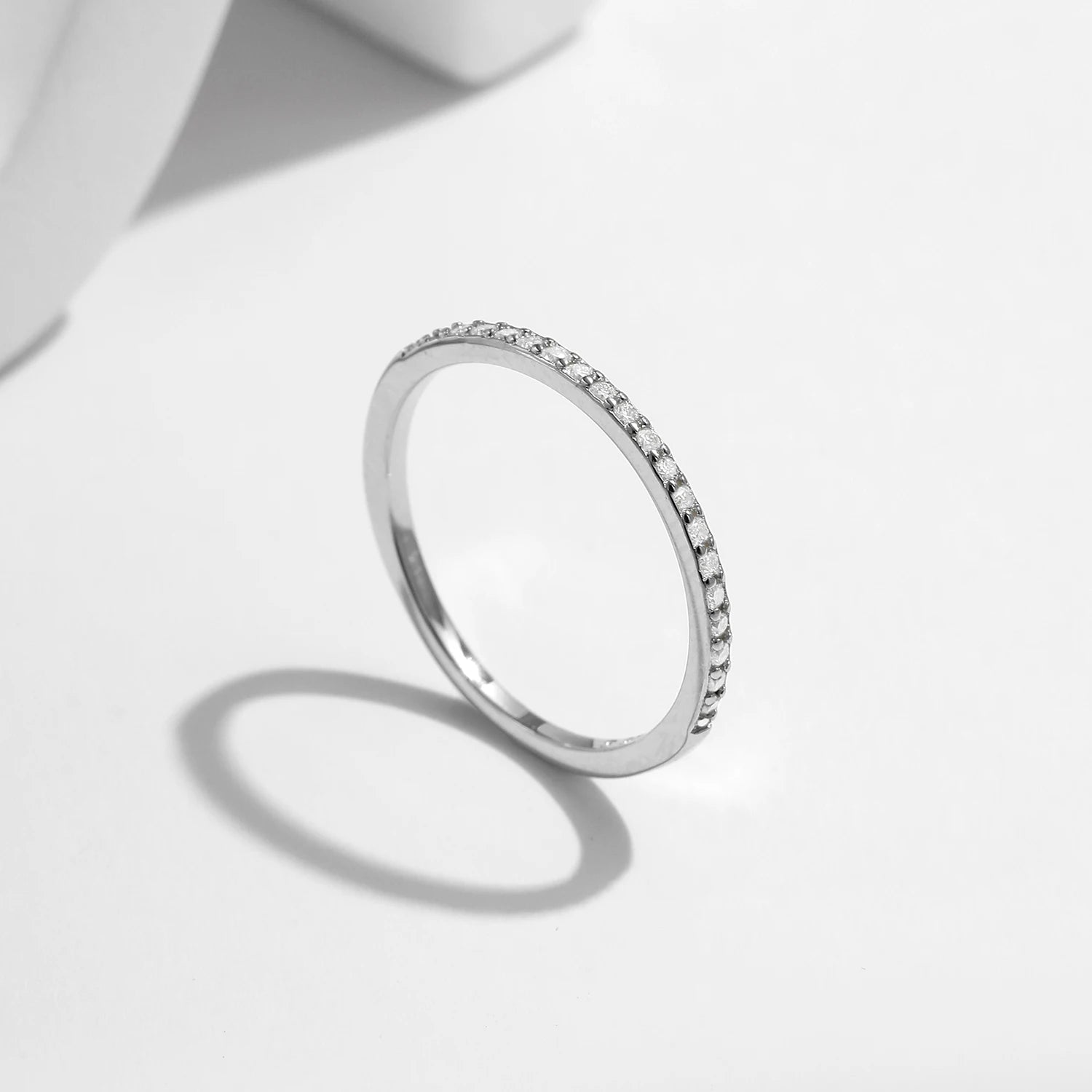 MODIAN Simple Eternity Moissanite Ring 925 Sterling Silver Sparkling Simple Thin Wedding Band Rings For Women Fine Jewelry - Madeinsea©