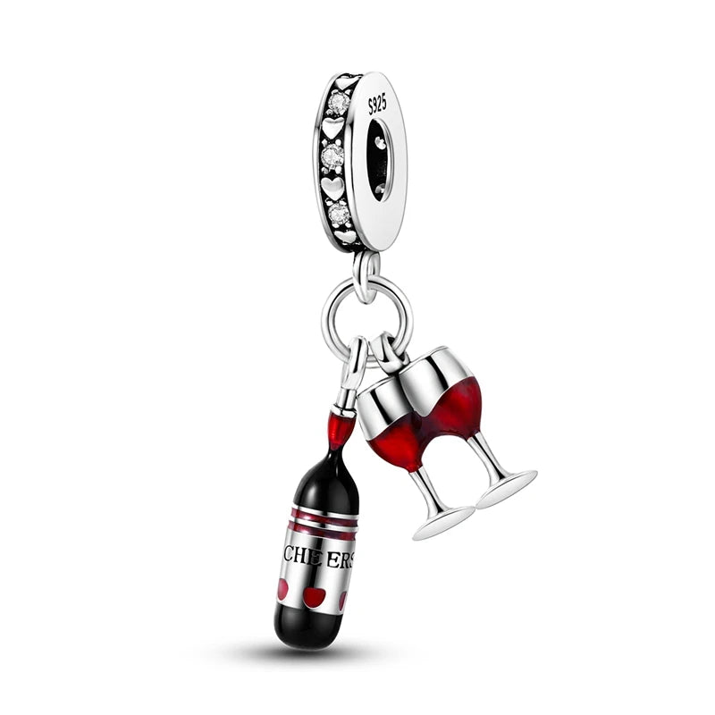 New 925 Sterling Silver Charms Bead Red Cherry Strawberry Love Heart Charm Fit Original Bracelet Pendant DIY Jewelry For Women - Madeinsea©