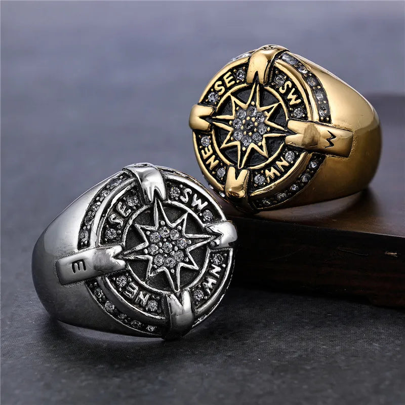 Nordic Compass Stainless Steel Ring