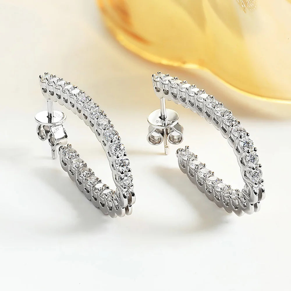 Serenity 1.76ct D Color Moissanite Hoop Earrings For Women Anniversary Gift 100% S925 Sterling Silver Stud Earrings Fine Jewelry - Madeinsea©