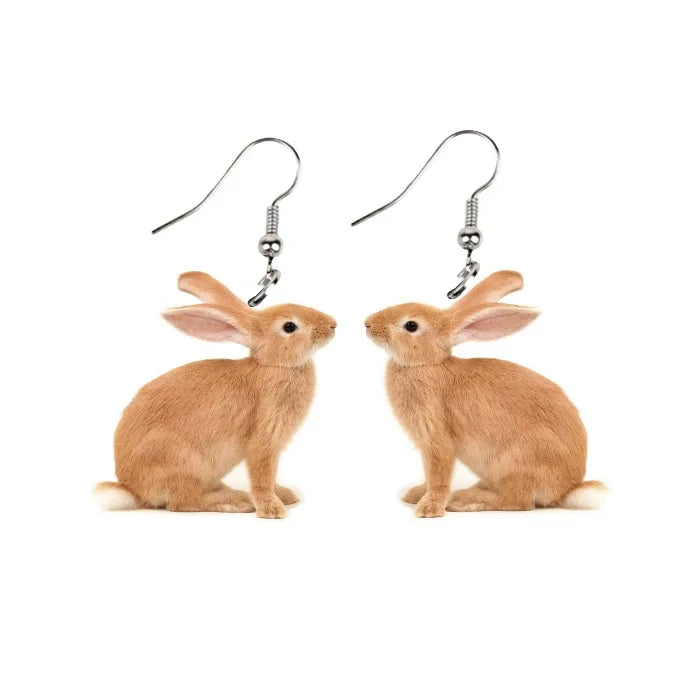 Boucles d'oreilles pendantes en acrylique pour femme, cadeau de Pâques, motif lapin mignon, bijoux intéressants pour festival et fête