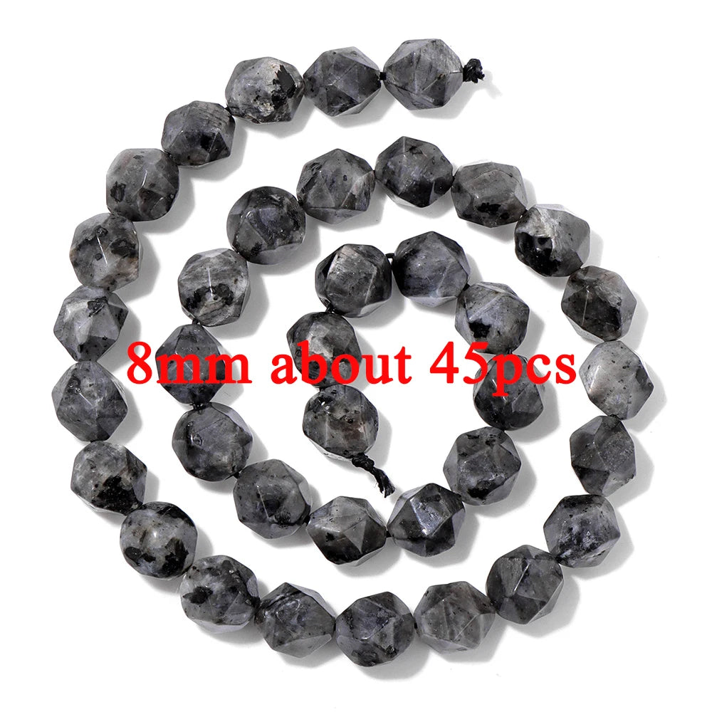 Natural Dark Labradorite Stone Bead Black Spectrolite Faceted Round Leaf Square Loose Spacer Beads For Jewelry Making Handmade