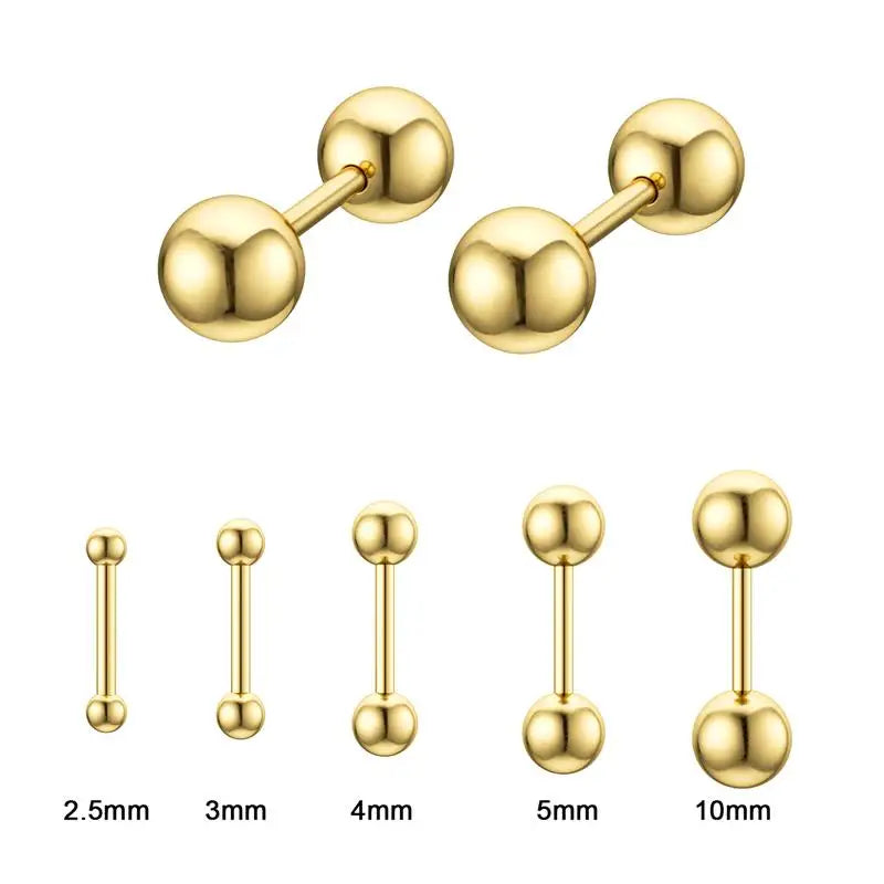 1 paire de boucles d'oreilles à clous en acier inoxydable, petites vis à billes, bijoux de corps pour piercing à l'oreille, à l'ongle ou à la lèvre, cadeau