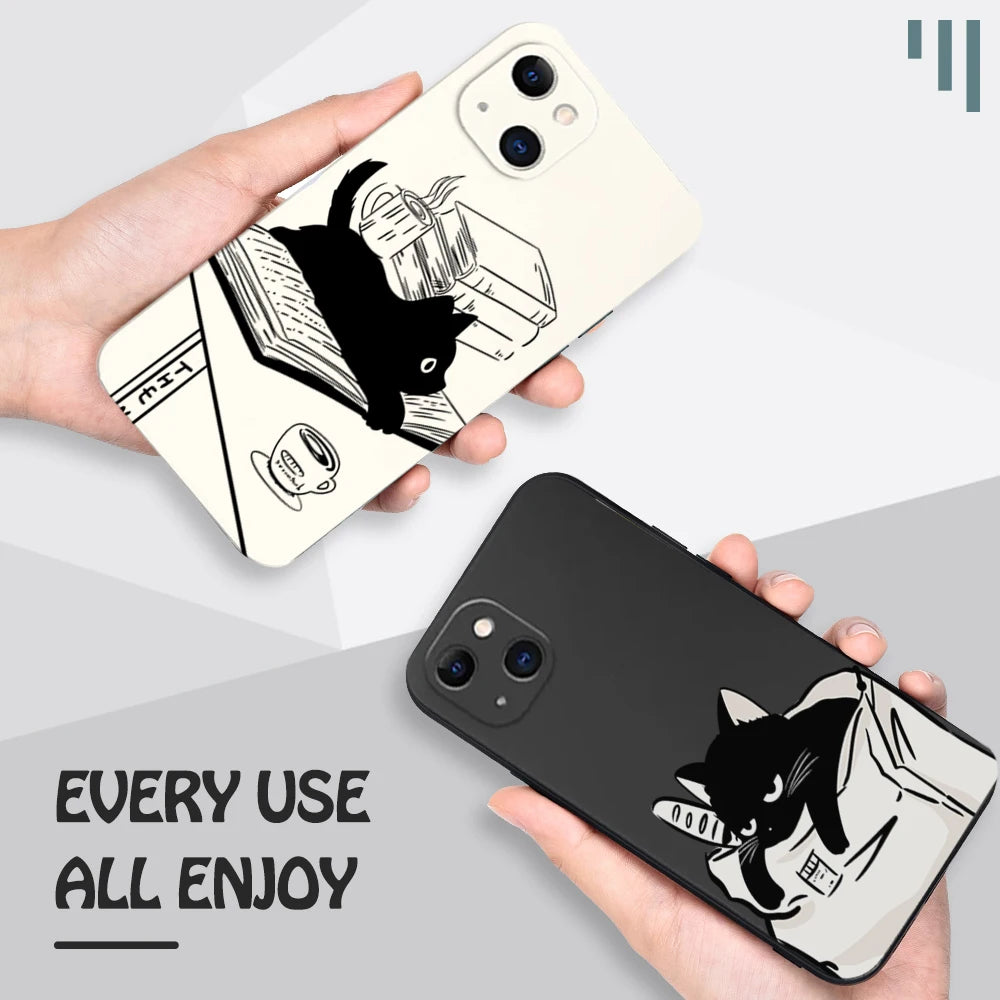 Table Cartoon Cat Phone Case For Xiaomi Poco M6 X6 F5 X5 X3 Pro Mi 11 12 13 Lite 14 11T 12T 13T Pro Shockproof Silicone Cover
