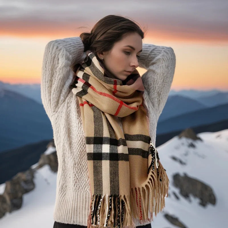 Unisex Winter Thermal Thick Scarf Fleece Lined Neck Warmer for Men Women Windproof Outdoor Accessory Decorate The Gift