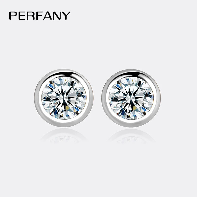 PERFANY 0.3-1CT Moissanite Earrings for Women S925 Pure Silver Bubble Round Laboratory Diamond Earrings Fashionable Jewelry