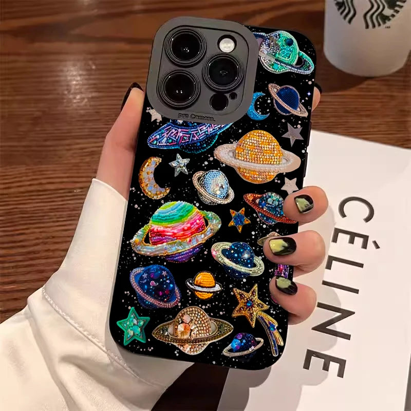Colorful Braided Planet Hand-Painted Case for Xiaomi Mi 11 Lite 5G 14 13T 13 12T 12 Poco F6 F5 X6 X5 X3 M6 Pro Shockproof Cover
